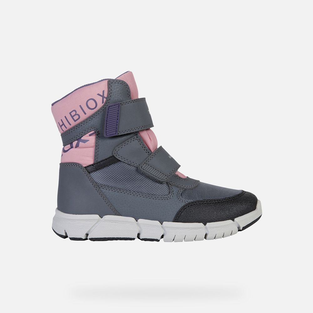 Geox Ankle Boots Grey/Pink Flexyper Abx - Geox Girls Shoes - KIFQHE571